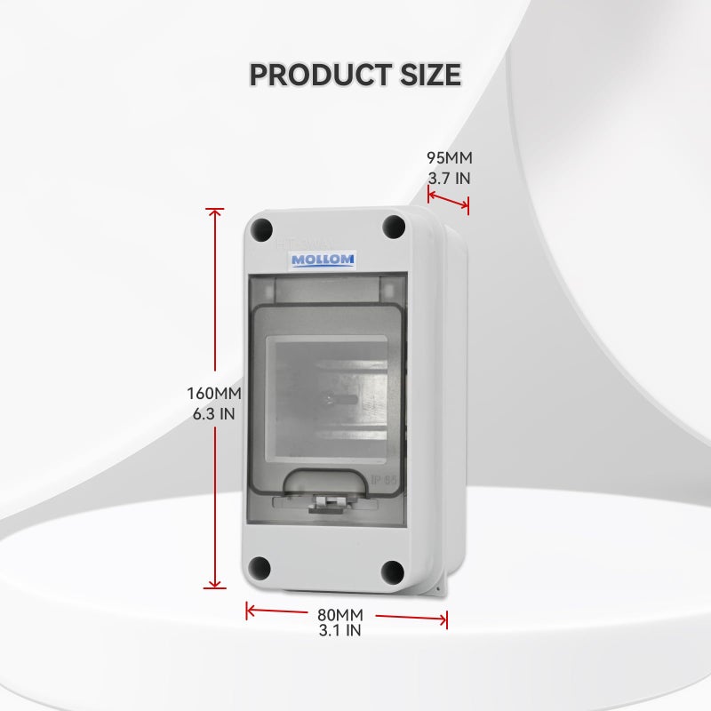 Mollom 3 Way Circuit Breaker Mcb Distribution Protection Box With Din Rail, Ip65 Waterproof,For Indoor And Outdoor - Image 2
